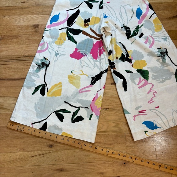 Anthropologie Maeve Colette Wide Leg Cropped Pants NWT Ivory Floral Size Medium - Picture 13 of 15